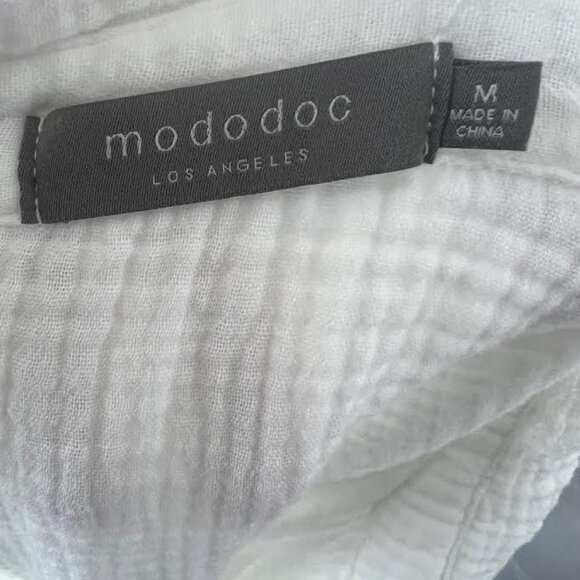 Mododoc Gauze Long Sleeve Shirt with Raw Edges in White - Size M - Picture 6 of 7